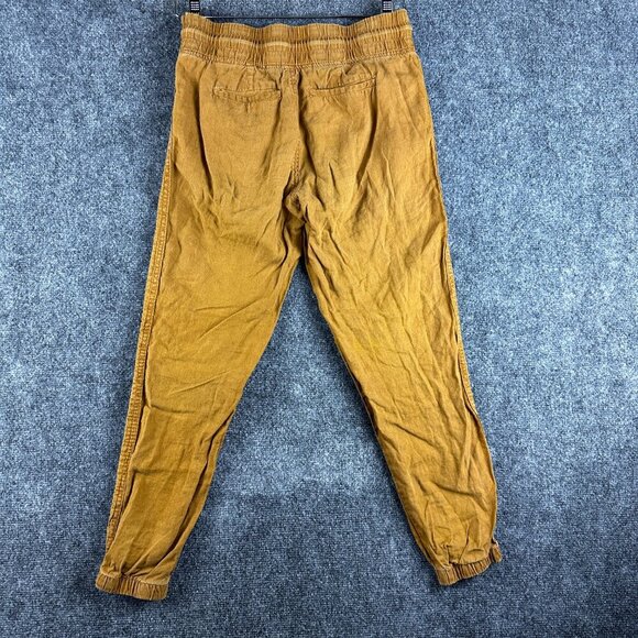 Athleta Pants Women 2 Cabo Linen Jogger Brown Gold Linen Zip Pockets Tie Waist - Picture 6 of 8